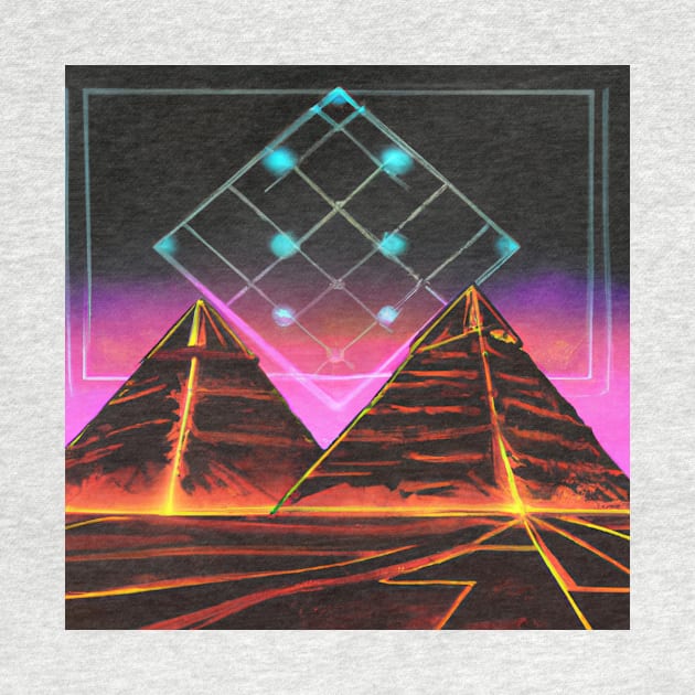 Futuristic Cyber Landscape Featuring Pyramids by Star Scrunch